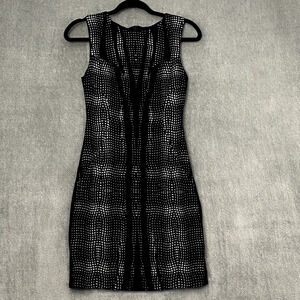 Diane Von‎ Furstenberg Dress 2 Blk Wht Wool Blend Bodycon Goth Dark Romantic